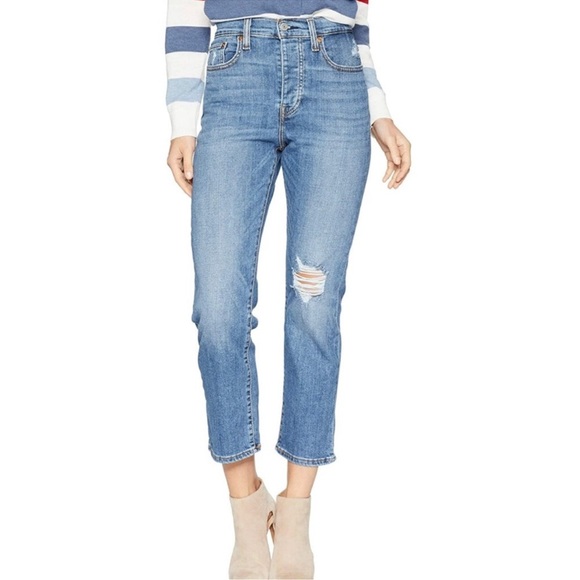 Levi's Women's Wedgie Fit Straight Leg distressed Jeans Size 25 - Picture 1 of 11